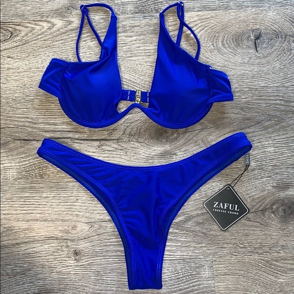 royal blue underwire bikini